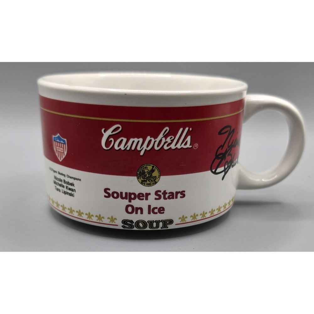 Vintage 1998 Campbell's Souper Stars On Ice Mug Bowl Kwan Lipinski Bobek Westwoo